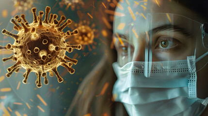 Corona Virus Covid 19 BG woman with face mask health risk