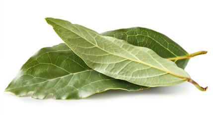 Obraz premium Fresh Bay Leaves on White Background
