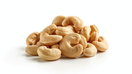 Fototapeta premium Pile of Raw Cashews on White Background