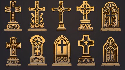 Pattern style tombstone picture icon is portrayed