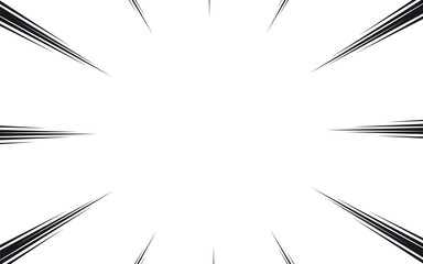 Radial lines background for comic books. Manga speed frame, explosion background. Black and white vector illustration