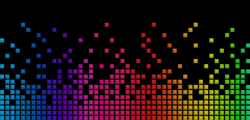 Colorful Blocks. Pixel art style. Abstract background with colorful squares. Colorful and black background.