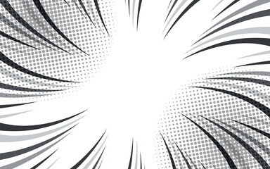 Radial lines background for comic books. Manga speed frame, explosion background. Black and white vector illustration