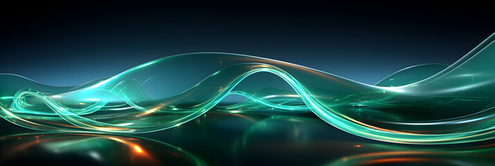 Colorful vibrant neon light stripes and dots, illuminated modern light waves, luminous lighttail stripes on a dark moody background, futuristic design, modern elegant light art