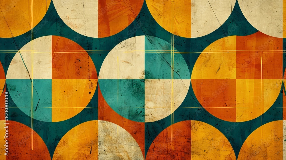 Poster a colorful pattern of circles with a blue and green background