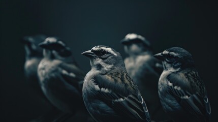 Fototapeta premium Group of birds against dark background
