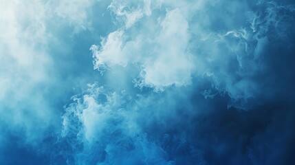 A blue sky with white clouds and a blue smokey haze