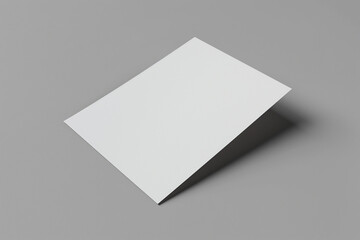 3d rendering, A4 white card mockup on a light grey background with natural shadows, soft lighting, and a minimalist aesthetic