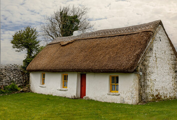 Traditional Irish cottage with a thatched roof