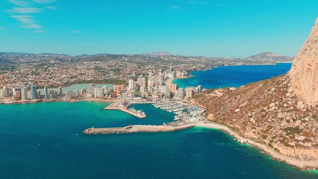 Aerial view of Calp town, province of Alicante, Spain.