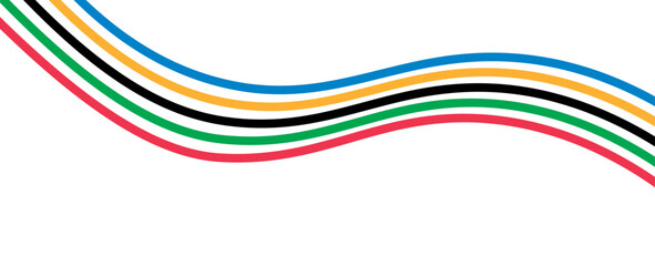 Abstract Olympic games stripes isolated on transparent background. Olympic games banner. Olympic color ring, game line, modern. poster, flyer, brochure, web. Vector illustration