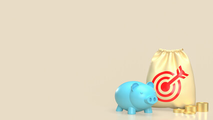 The Piggy Bank and coins for earn or finance concept 3d rendering.