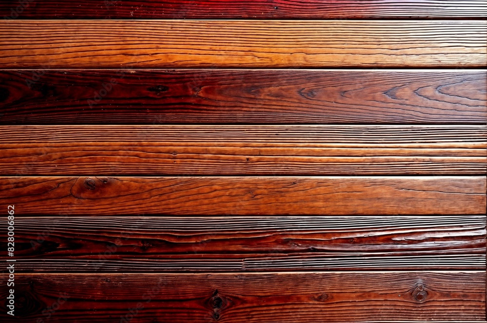 Poster close-up view of wooden planks with different colors and shows signs of age and wear with cracks and