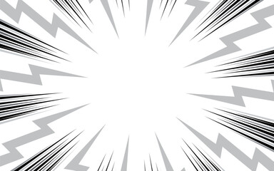Naklejka premium Comic book black and white radial lines background. Manga speed frame. Super hero action. Vector illustration.