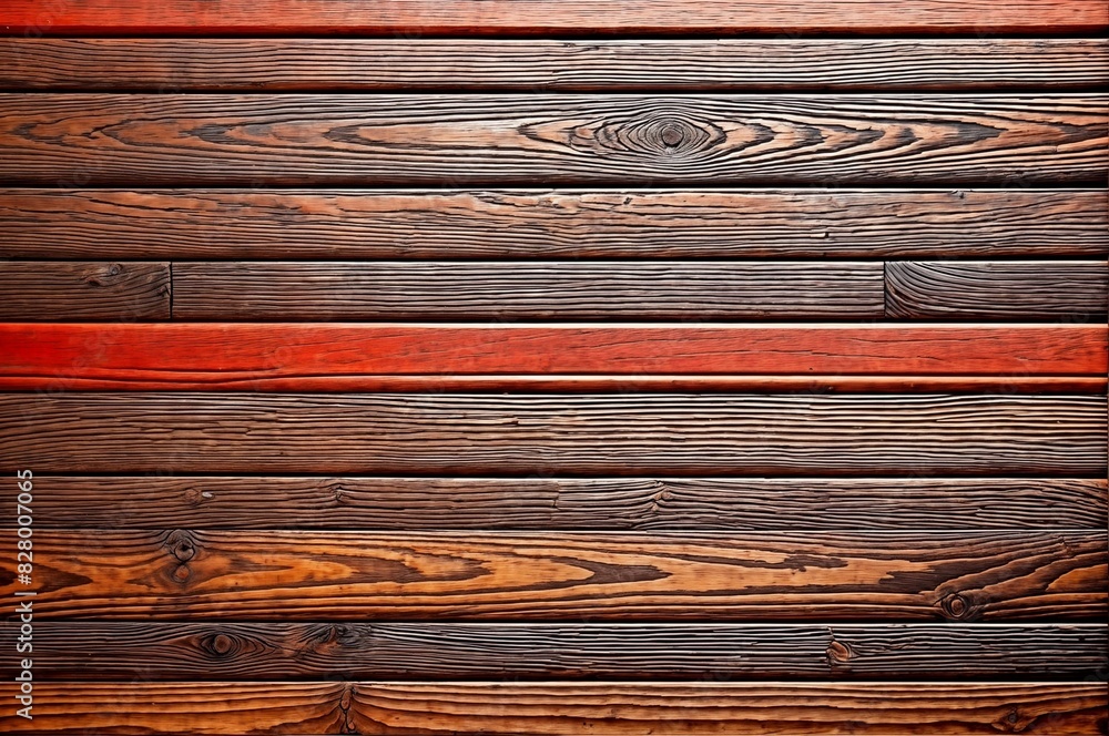 Poster close-up view of wooden planks with different colors and shows signs of age and wear with cracks and
