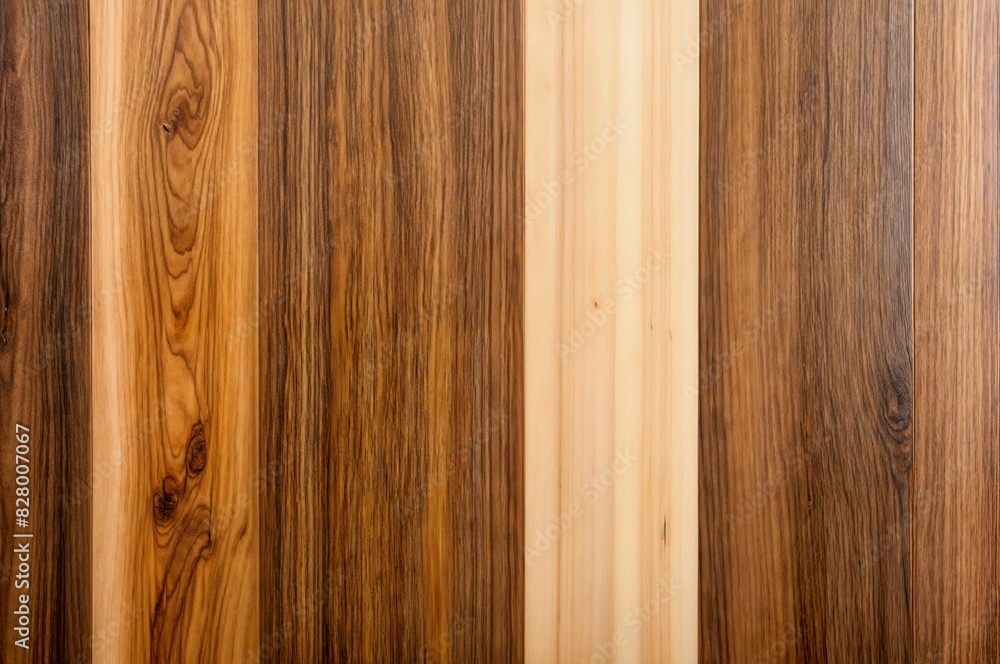Poster close-up view of wooden planks with different colors and shows signs of age and wear with cracks and