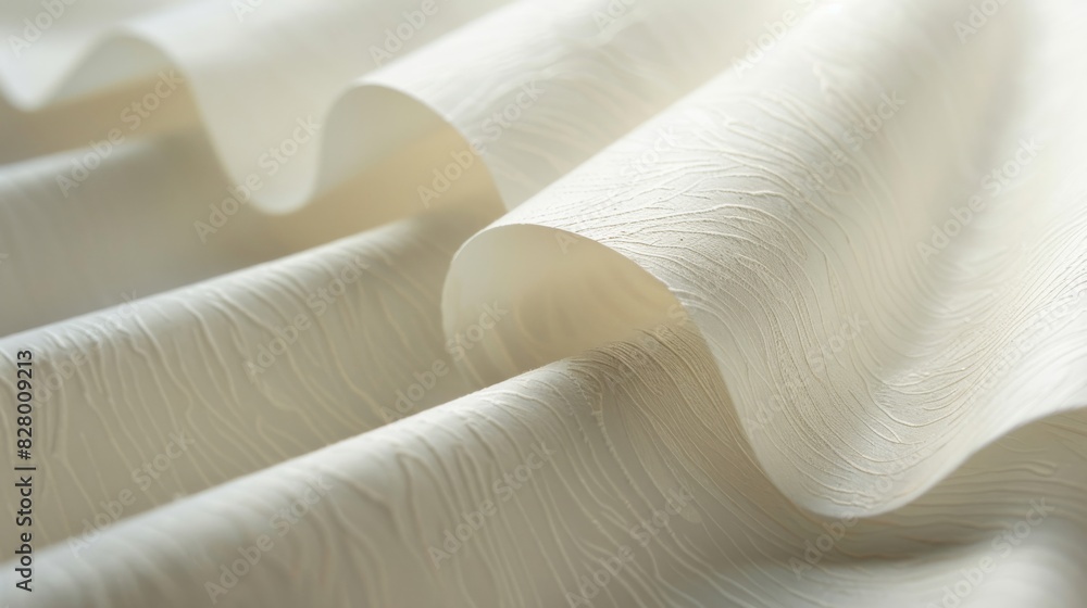 Poster a white fabric with a pattern of waves and swirls