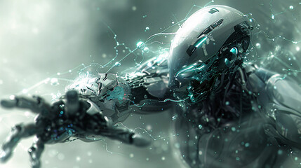 An evocative scene of a human with cybernetic enhancements in both arms, the sleek, high-tech design complementing the natural form, symbolizing the potential and power of human-cybernetic synergy