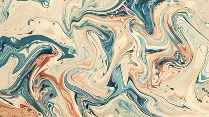 A painting with a blue and white swirl pattern