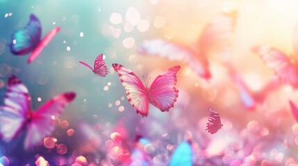 the concept of fairy day, beautiful butterfly background, copy space