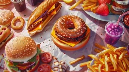 Greasy Foods Day concept with copy space area for text