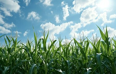 Obraz premium Young corn on the cob in the field.