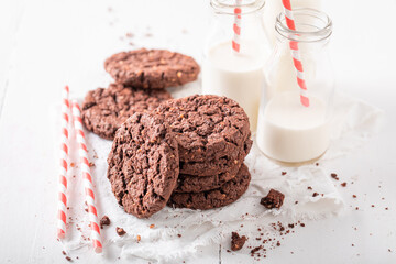 Sweet and fresh brown cookies as a breakfast snack.
