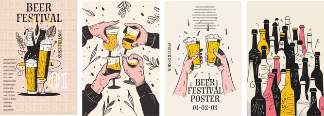 Beer festival poster background illustration. Flyer for a drinks celebration