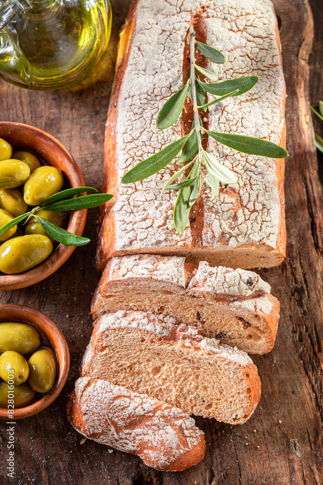 Wall mural homemade bread freshly baked in home bakery.