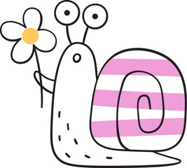 Snail With Flower Doodle