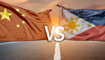 China flag vs Philippine flag with a -vs- word in the middle 
