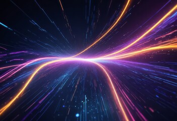 Obraz premium Abstract technology background of high speed global data transfer, ultra fast broadband and connection, digital cyber tech motion