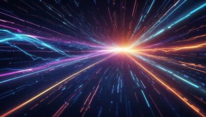 Naklejka premium Abstract technology background of high speed global data transfer, ultra fast broadband and connection, digital cyber tech motion