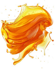 A splash of orange liquid with a splash of yellow on a Transparent Background.