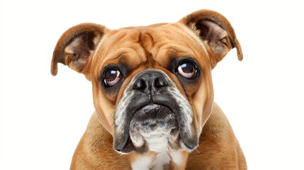 Obraz premium Bulldog with droopy cheeks, isolated on solid white background