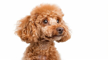 Poodle with a stylish haircut, isolated on solid white background