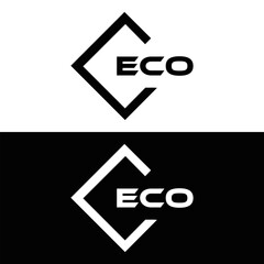 ECO logo. E C O design. White ECO letter. ECO, E C O letter logo design. E C O letter logo design in FIVE, FOUR, THREE, style. letter logo set in one artboard. E C O letter logo vector design.