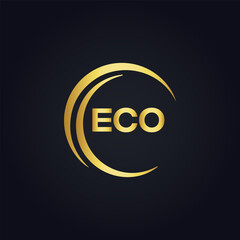 ECO logo. E C O design. White ECO letter. ECO, E C O letter logo design. E C O letter logo design in FIVE, FOUR, THREE, style. letter logo set in one artboard. E C O letter logo vector design.