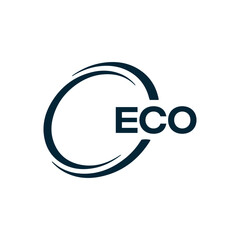Obraz premium ECO logo. E C O design. White ECO letter. ECO, E C O letter logo design. E C O letter logo design in FIVE, FOUR, THREE, style. letter logo set in one artboard. E C O letter logo vector design.