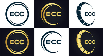 E C C, E C C design, E C C letter, E C C logo, ECC, ECC letter, ECC logo, ECC monogram,  golden latter logo, gold logo ,icon, identity, industry, initial, letter, line, linked, logo, logos, logotype, 