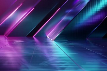 3d rendering of purple and blue abstract geometric background. Scene for advertising, technology, showroom, banner, game, sport, fashion, business, metaverse. Product display. generative ai