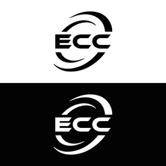 ECC logo. E C C design. White ECC letter. ECC, E C C letter logo design. E C C letter logo design in FIVE, FOUR, THREE, style. letter logo set in one artboard. E C C letter logo vector design.