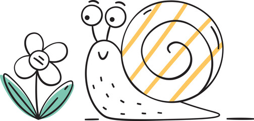 Snail With Flower Doodle © Mykola Syvak