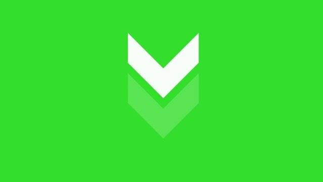 White arrow going down crash decrease animation greenscreen motion graphics