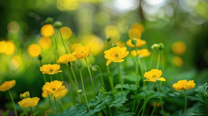Fototapeta premium Tranquil isolated garden showcasing lovely buttercup flowers