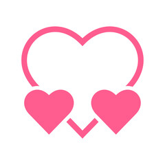 Three heart flat pink Icon Isolated on White Background. Vector illustration