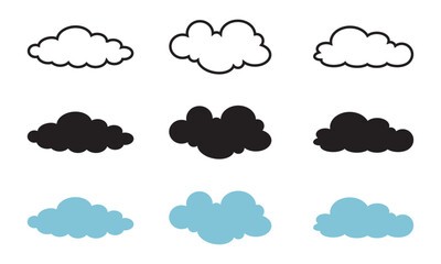 Fototapeta premium Isolated Cloud Shape In Outline, Glyph And Flat Icons