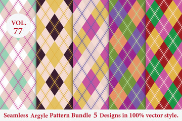Argyle Pattern Bundle 5 designs Vol.77,geometric,Knitted,plaid