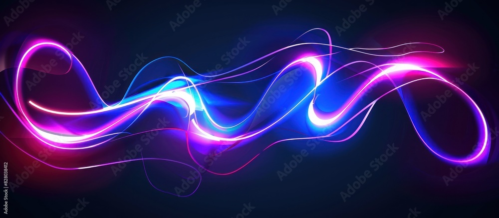 Poster Abstract background with a neon glowing light effect and curved lines