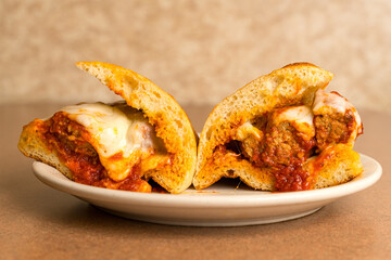 Meatball parmigiana sandwich